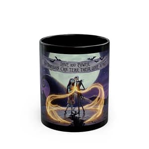 Nightmare Romance Black Mug — "Love and Power" Jack & Sally Gothic Coffee Cup (11oz/15oz)
