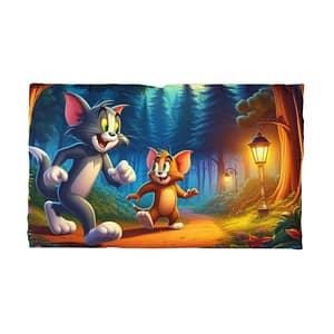 Whimsical Cartoon Microfiber Pillowcase - Tom and Jerry Forest Adventure