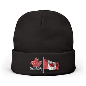 Embroidered Maple Leaves Knit Beanie — Personalized 'Wilson' Winter Hat