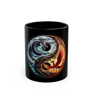 Mythical Creatures Yin Yang Black Mug