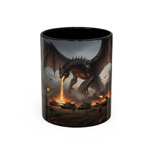 Dragon Siege Coffee Mug — Fantasy Fire-Breathing Dragon Battle Accent Mug (11/15oz)