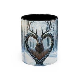 Your Name Deer Heart Winter Forest Accent Coffee Mug — 11/15oz