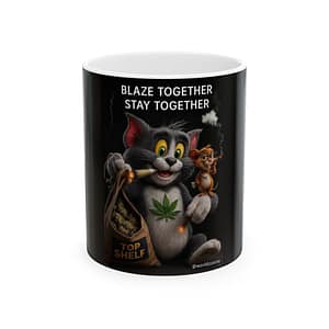 Funny Cannabis-Themed Ceramic Mug - "Blaze Together Stay Together" - 11oz & 15oz