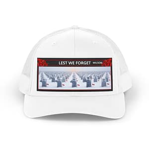 Trucker Hat — "Lest We Forget" Memorial Cemetery Design (Remembrance Day)