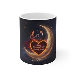 Valentine’s Moonlight Romance Mug — "Happy Valentine's Day, Have the Stars Forever"
