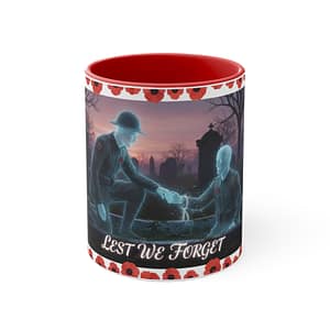 Lest We Forget Memorial Accent Mug — Remembrance Day Soldiers Design