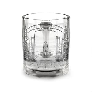 10oz Glass Mug — Vintage Cemetery Gate Memorial Design