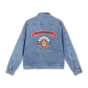 Embroidered Canadian Logo Denim Jacket — Men's Casual Maple Leaf Jean Jacket