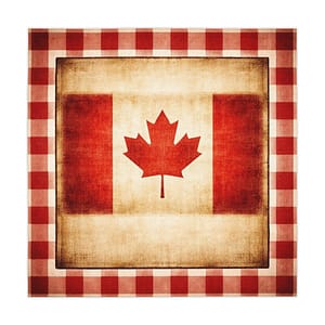 Vintage Canadian Flag Checkered Tablecloth – Rustic Maple Leaf Picnic Decor