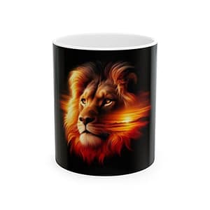 Fiery Lion Ceramic Mug — Roaring Pride Coffee Cup (11oz & 15oz)