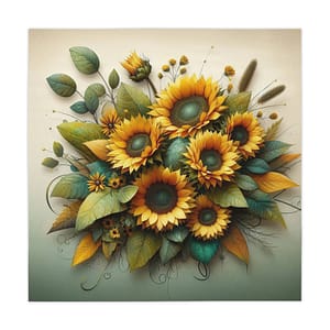 Sunflower Bouquet Tablecloth — Vintage Floral Decorative Table Cover for Kitchen & Dining