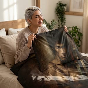 Samurai Warrior Duvet Cover Set – Asian Warrior Art Bedding (3‑Piece)