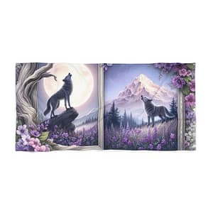 Wolf Moon Beach Towel — Purple Mountain & Floral Scenic Towel